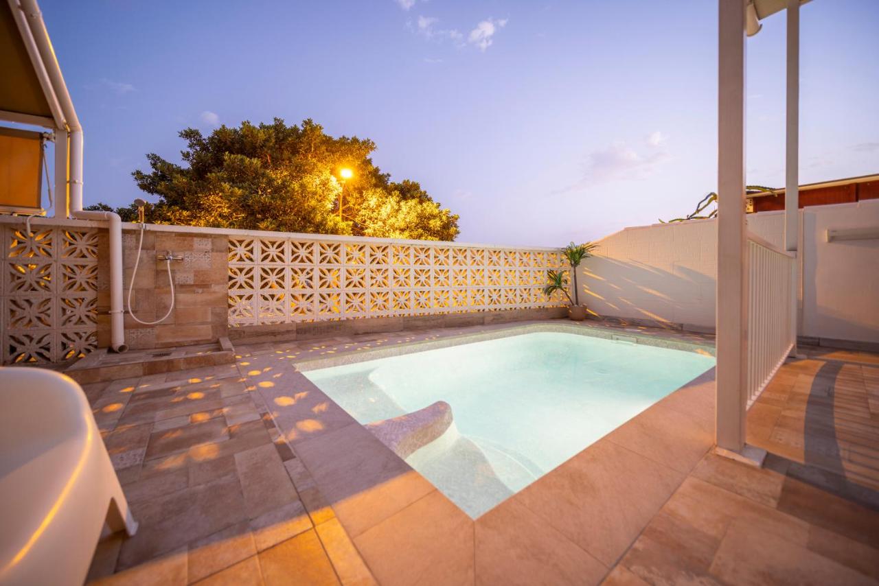 The pool at dusk